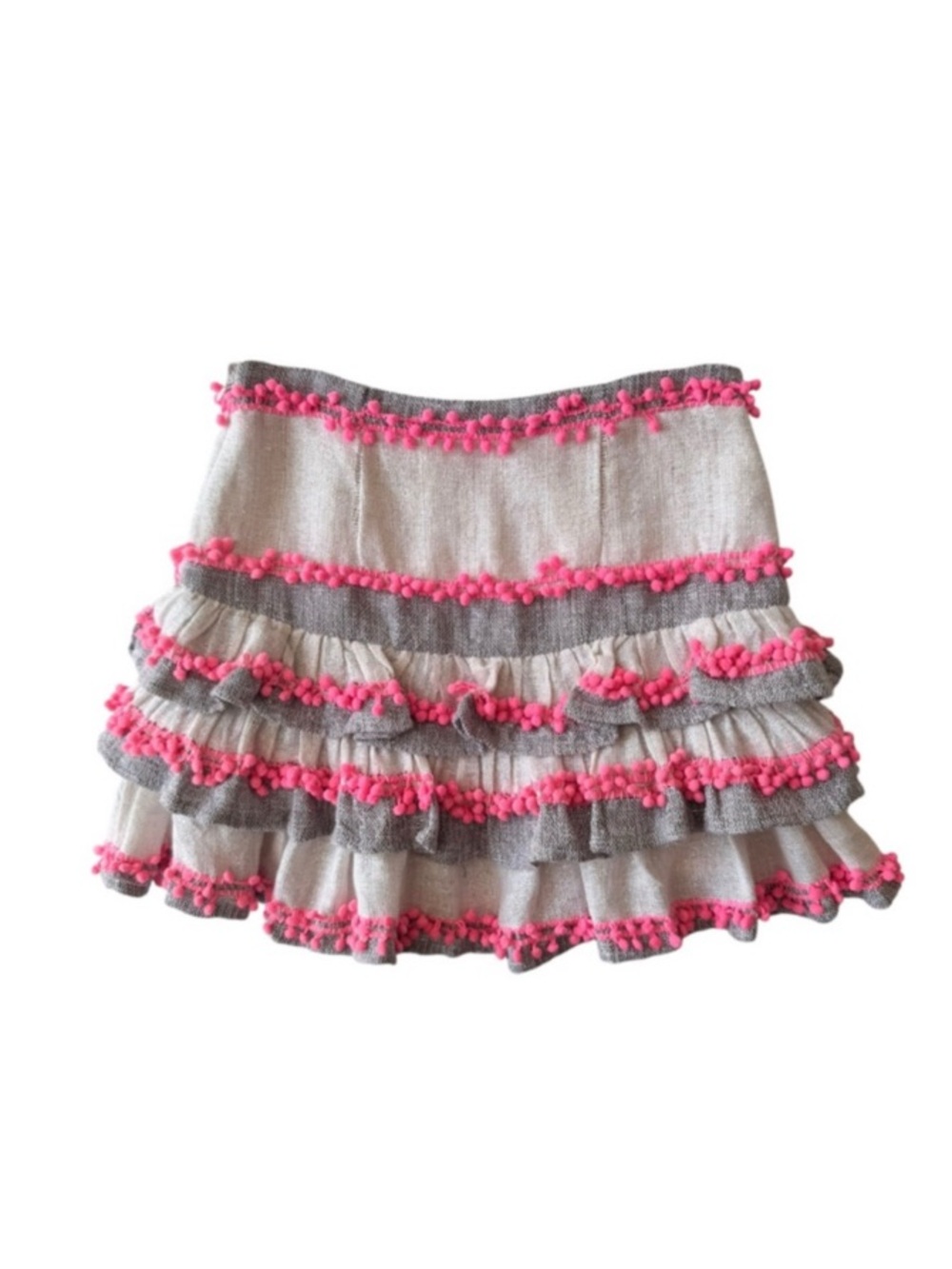 Tularosa Pom Pom Tiered Mini Skirt